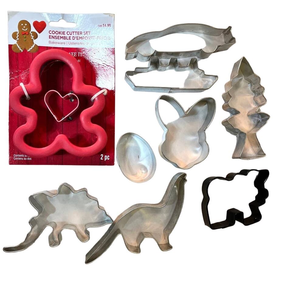 Cookie Cutters Mixed Lot of 10 Metal Dino Train Cars Easter Egg Boat Gingerbread